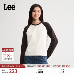 Lee 26早秋新品舒适版型圆领纯色Logo织标女长袖T恤休闲LWT013157211 米白色 M