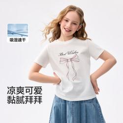 巴拉巴拉 吸湿速干纯棉儿童短袖T恤