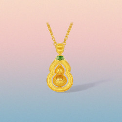周六福 黄金项链 珐琅拉丝祥云葫芦福气链坠 计价T 15.88g -40+5cm尾链