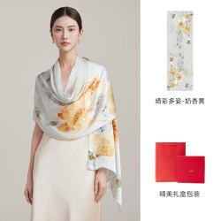 上海故事 2024春夏桑蚕丝长巾真丝印花披肩女礼盒装