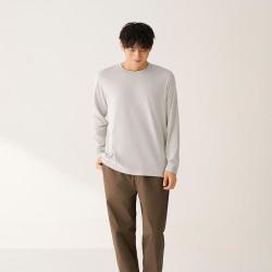 無印良品 MUJI 无印良品 男式 棉混 长袖T恤 男士男款 秋季男装打底上衣