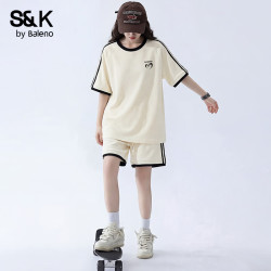 班尼路 S&K运动套装女夏2026新款学生超好休闲撞色设计穿搭一整套两件套