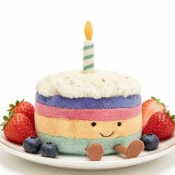 邦尼兔 趣味彩虹生日蛋糕(高约12cm)毛绒玩具安抚玩偶儿童公仔