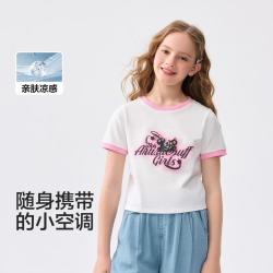 巴拉巴拉 吸湿速干凉感抑菌儿童短袖T恤女童夏装童装大童上衣中大童童装