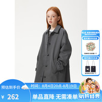 ELLE kids 童装 插肩袖宽松长款风衣 女童 春秋装 水泥灰 160 (S)
