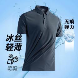 罗蒙 男士POLO衫夏季薄款冰丝透气商务休闲纯色T恤衫