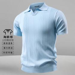 罗蒙 海鸥领透气针织衫男t恤短袖t袖男士短袖polo衫男