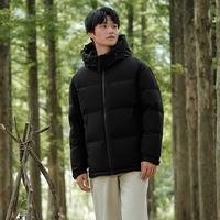 坦博尔 短款羽绒服男宽松连帽 TF236353 黑色 L (175)
