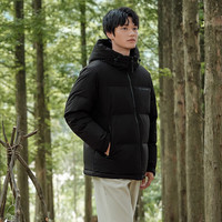 坦博尔 短款连帽防风廓形羽绒服 黑色 L