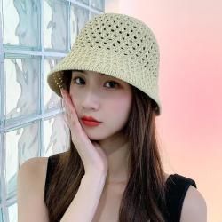 无品牌 夏季防晒帽子女网红ins日韩版水桶帽镂空渔夫盆帽户外遮阳帽