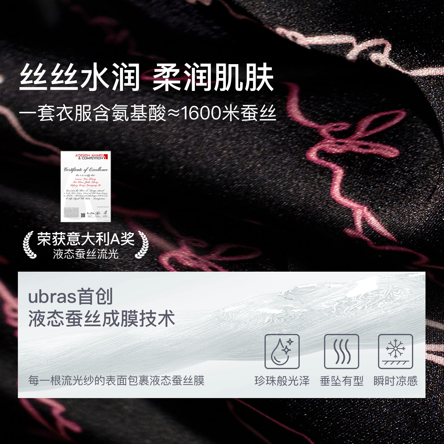 Ubras 满印开襟凉感带杯睡衣套装 线条黑底 S