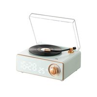 沃特利 复古闹钟蓝牙音箱无线音响小型重低音炮高音质黑胶唱片机