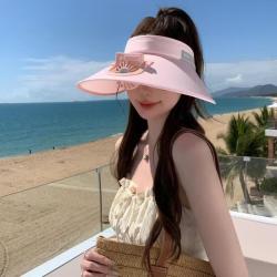 无品牌 USB充电带风扇的帽子大檐防晒遮阳帽女夏季防紫外空顶太阳帽女线