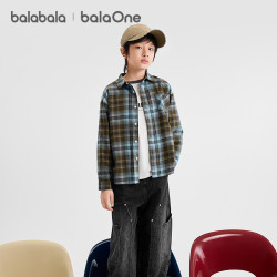 巴拉巴拉 balaOne 儿童长袖衬衫 秋装格纹亲子