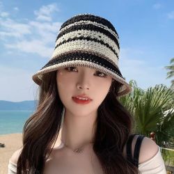 无品牌 2025新款夏季镂空渔夫帽女透气帽子薄款遮阳帽时尚盆帽水桶太阳帽