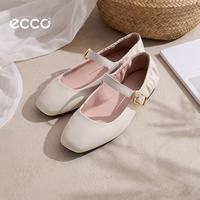 ecco 七夕皮鞋女 26年夏季新款浅口单鞋玛丽珍芭蕾鞋 舞悦系列 冰白色37