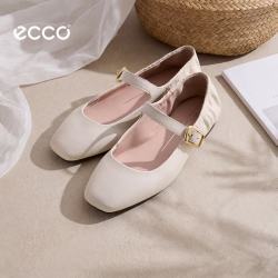 ecco 七夕皮鞋女 26年夏季新款浅口单鞋玛丽珍芭蕾鞋 舞悦系列 冰白色37