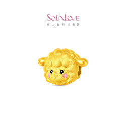 周大福 SOINLOVE 小美羊足金黄金转运珠吊坠 VR2203