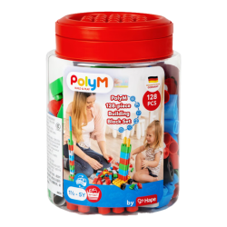Hape 柔性polym积木 128粒创趣超值桶套装 1.5-5Y