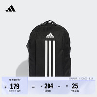 adidas 大容量通勤电脑包运动双肩背包书包男女阿迪达斯官方 黑色/白   NS