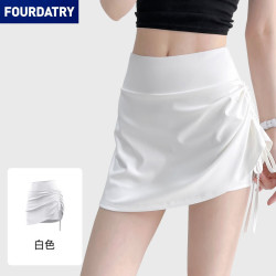 FOURDATRY 新款高腰抽皱防走光女运动跑步短款假两件瑜伽