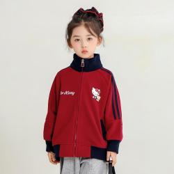 Hello Kitty 女童春秋季棒球服外套中大童装宽松撞色款洋气外衣