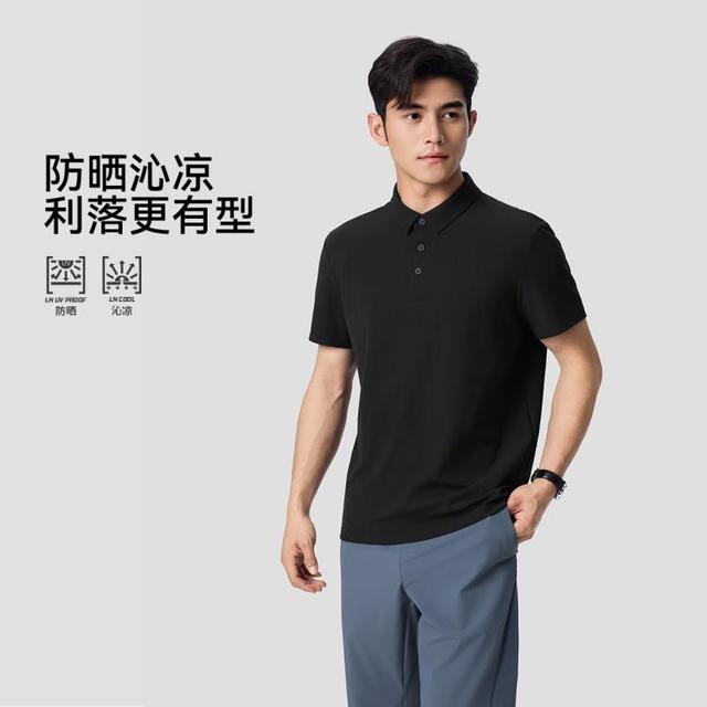 李宁 POLO衫男夏翻领短袖户外防晒运动polo衫
