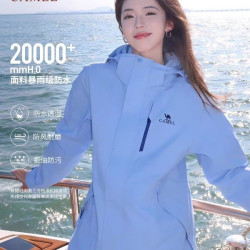 骆驼 户外3514系列冰菊蓝冲锋衣男女款三合一防水外套男女
