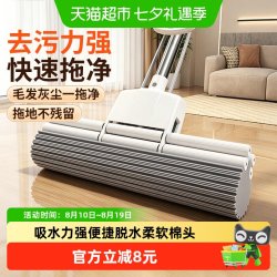 太太乐家居 太太乐38cm免手洗海绵拖把家用一拖净干湿两用吸水胶棉头拖布1把