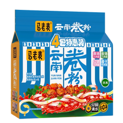 马老表 清真卷粉多种口味上班懒人早餐速食免煮90g*4袋云南卷粉