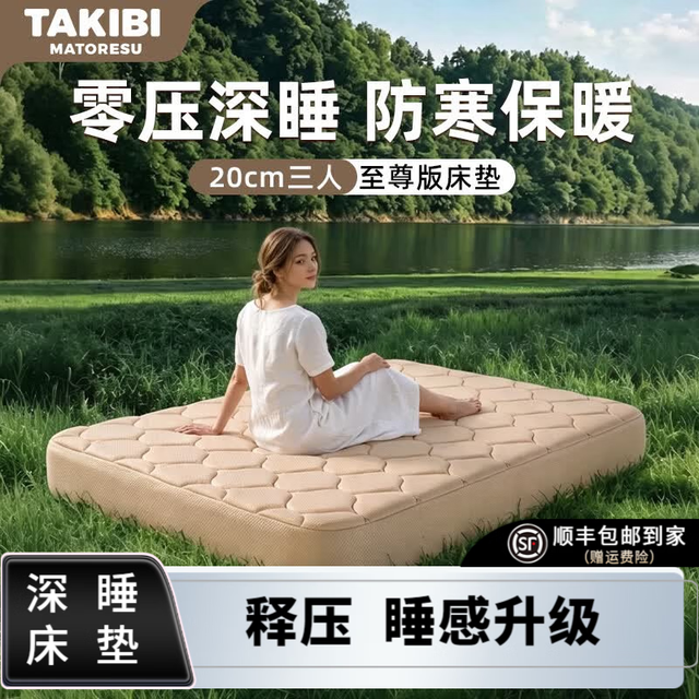 塔吉比 充气床垫拉丝自动气垫床午休打地铺户外露营弹丝云床深睡垫TPU20 三人+无刷泵