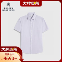 Brooks Brothers BrooksBrothers男士夏棉质修身条纹免烫短袖正装衬衫 5000-浅紫色