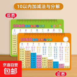 京喜 乘法口诀表卡片一二年级小学生九九乘法除法口诀表学习卡片全套 10以内数的加法与分解 140mm*200mm