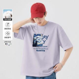 班尼路 夏季纯棉短袖男宽松男式T恤舒适圆领青少年正肩上衣