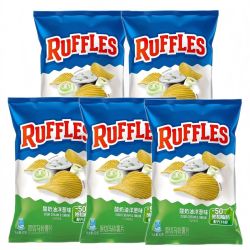 乐事 RUFFLES莱芙士薯片82g*5包酸奶油洋葱味薯片休闲膨化零食