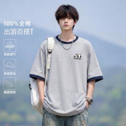 班尼路 青少年T恤短袖男夏季圆领撞色运动半袖正肩男款上衣