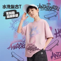 安踏 专柜水洗复古T儿短袖t恤男童短袖中大童透气上衣安踏童装