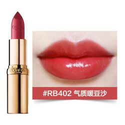 巴黎欧莱雅 欧莱雅小妖金口红唇膏水润缎光402暖豆沙糖心柿红金闪红棕官方