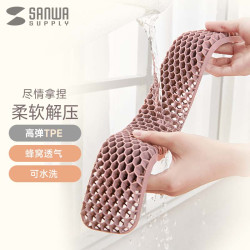 sanwa 山业（SANWA）高弹TPE键盘腕托 透气蜂窝结构 呵护垫高手腕 柔韧解压 可捏玩可水洗 环保无甲醛445*70*25mm