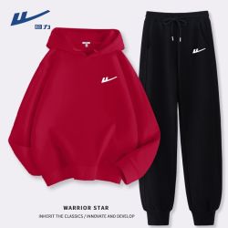 回力 时尚百搭服装春秋新款百搭休闲运动加绒加厚连帽卫衣卫裤套装