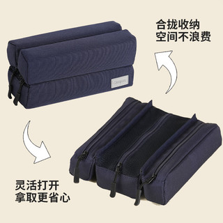 国誉 WSG-PC363V 大容量三格分区 紫色 帆布笔袋