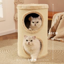 华元宠具 猫爬架猫窝一体封闭式不占地四季通用猫咪家用剑麻双层猫屋猫抓桶