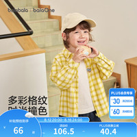 巴拉巴拉 童装儿童格子衬衫男童女童2026新款春秋宝宝上衣清新格纹可爱衬衣 白黄格-超柔绒 110