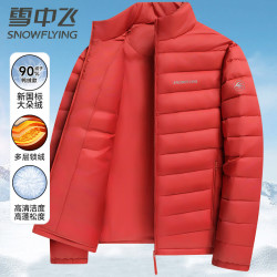 雪中飞 90绒轻薄羽绒服男女同款立领时尚休闲秋冬保暖外套男 酒红三层锁绒 4XL