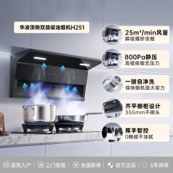 美的 华凌新油烟机家用厨房顶侧双吸烟机灶具热水器消毒柜H251套装