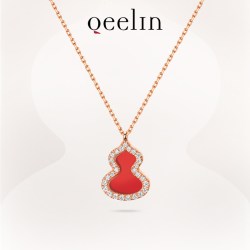 Qeelin Wulu18系列 WUNPT6D 葫芦18K金钻石玉石项链