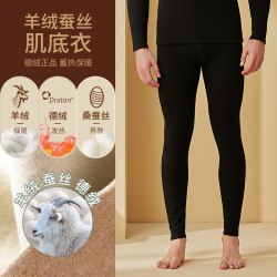 econice 羊绒保暖内衣男士德绒蚕丝自发热秋衣上衣套装加绒加厚打底棉毛衫