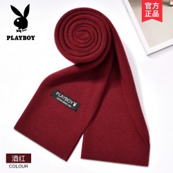 PLAYBOY 围巾冬季新款男士羊毛高级保暖红色高档男生加厚情侣围脖