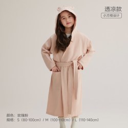 SANLI 儿童浴袍男童吸水速干纯棉游泳浴巾女童睡袍浴衣宝宝浴巾斗篷