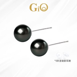 GiO 珠宝大溪地海水黑珍珠耳钉女18K金耳环孔雀绿素钉耳饰高级感